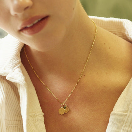 Mother and Child Discs Necklace Gold